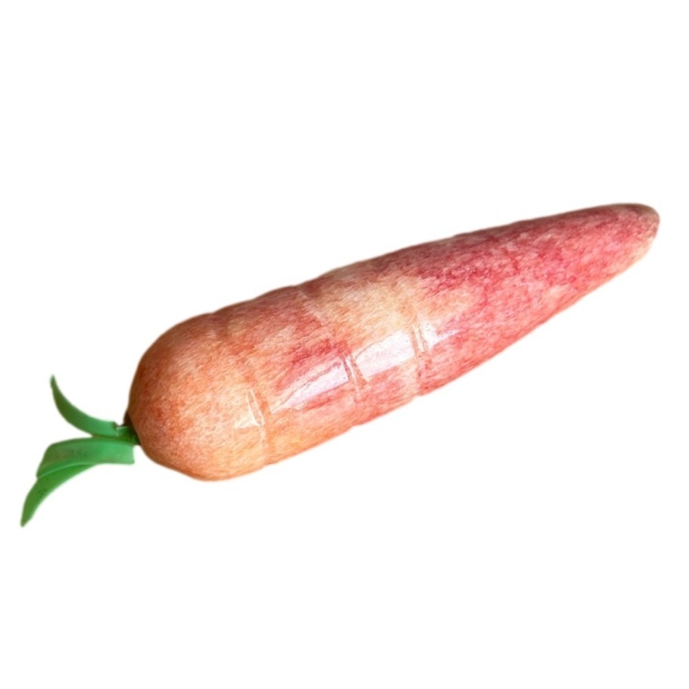 Alabaster Stone Hand Carved Carrot with Green Plastic Stem